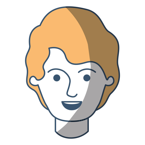 男性脸与短波浪发在不同颜色的剪影图片下载