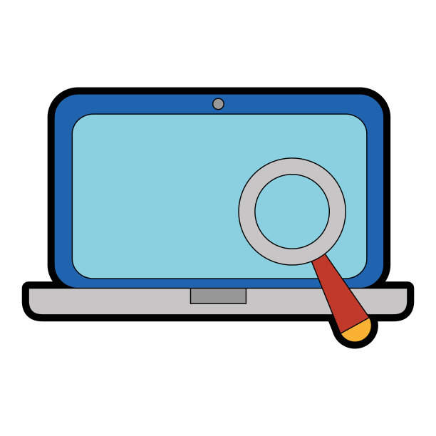 带放大镜的笔记本电脑图片下载