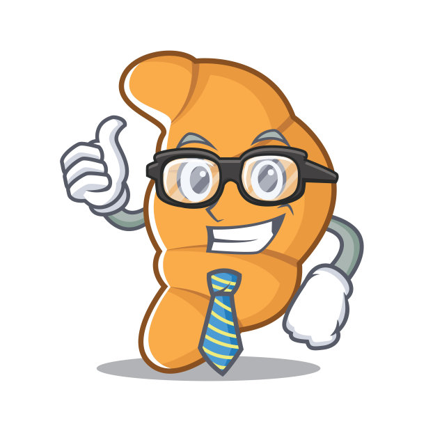 商人牛角面包卡通人物风格图片下载