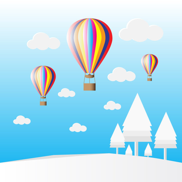 热气球和天空。矢量插图。图片下载