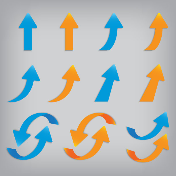 矢量流行箭头贴纸集包装隔离图片下载