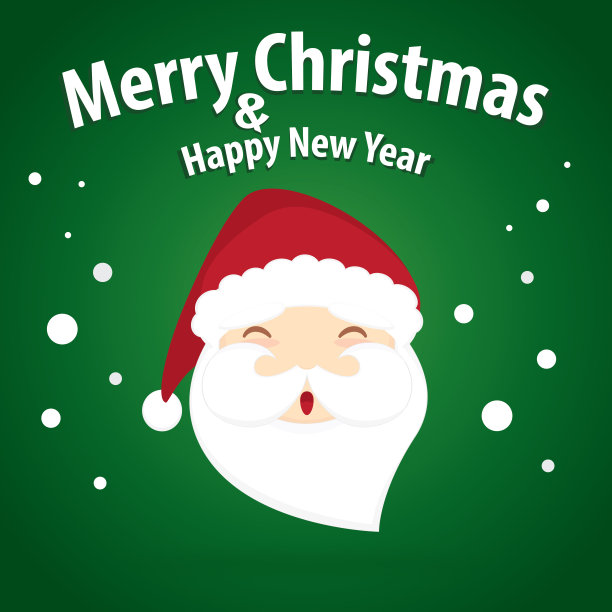 圣诞老人以雪花为主题，绿色为背景，圣诞快乐，新年快乐图片下载