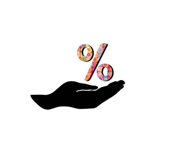 百分比标志在手剪影。销售百分比图标图片下载