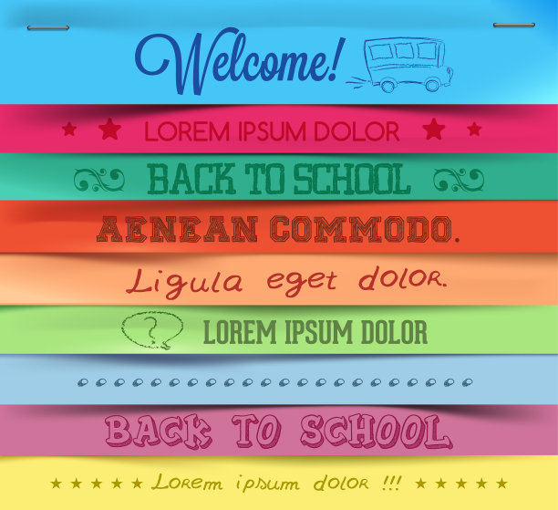 彩色便利贴。背景,矢量图。回到学校图片下载