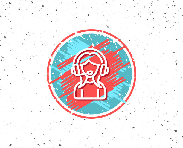 用户支持线路图标。女性形象的迹象。图片下载