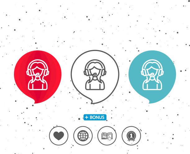 用户支持线路图标。女性形象的迹象。图片下载