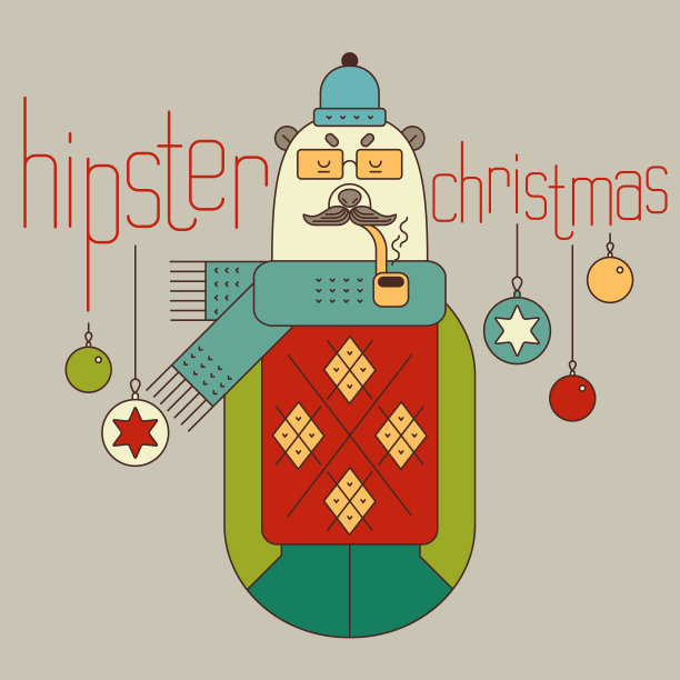 用动物做的圣诞设计。图片下载