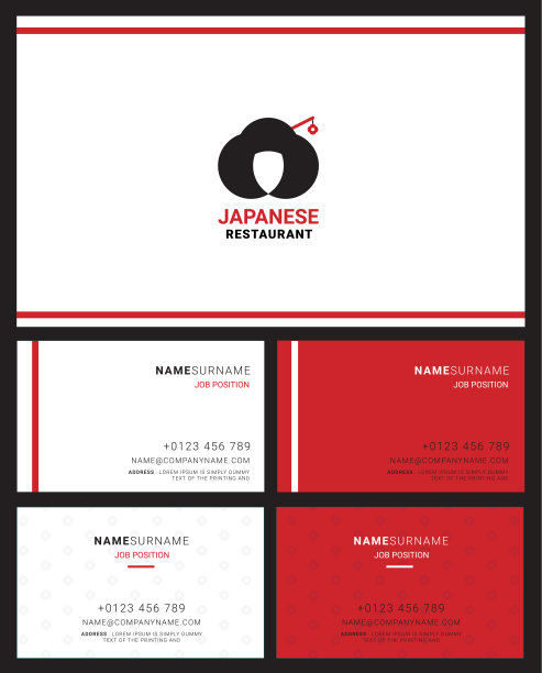 日本餐厅企业身份和名片与图案背景插图图片下载