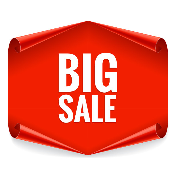 销售旗帜。现实的红色光泽纸丝带图片下载