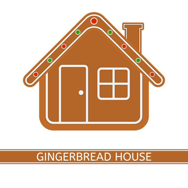 姜饼屋孤立在白色图片下载