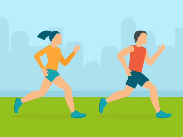 矢量男人和女人跑马拉松图片下载