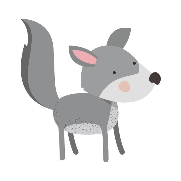 狼卡通彩色剪影在白色的背景图片下载