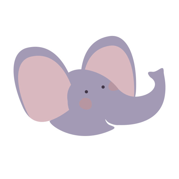 大象卡通头像彩色剪影在白色的背景图片下载