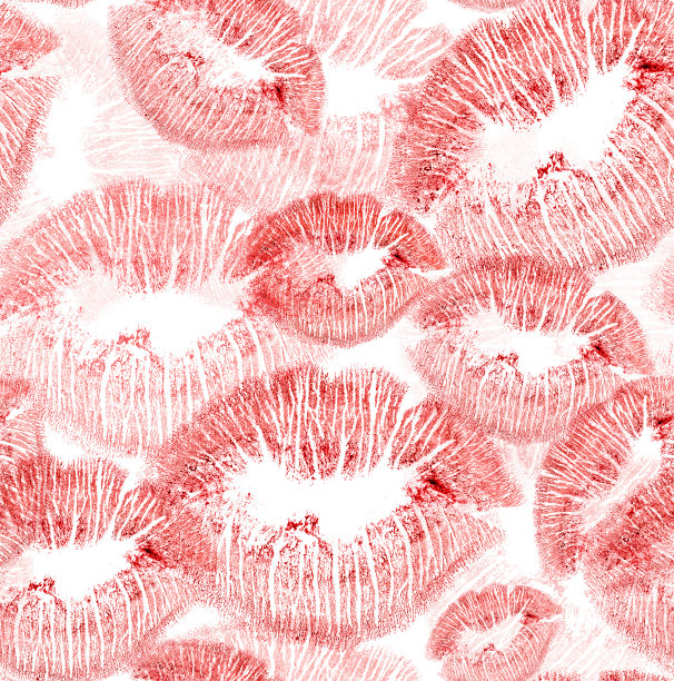 无缝背景从红色唇印上白色图片下载