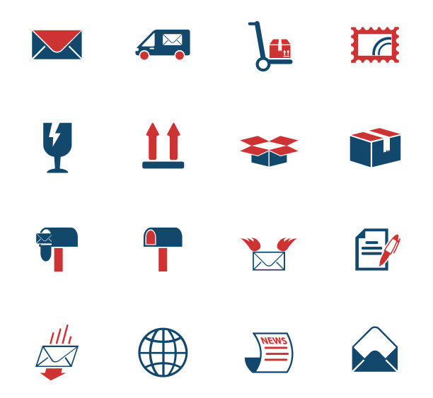 邮政服务图标集图片下载