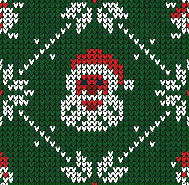 冬季圣诞编织无缝抽象背景圣诞老人、雪花、雪人图片下载