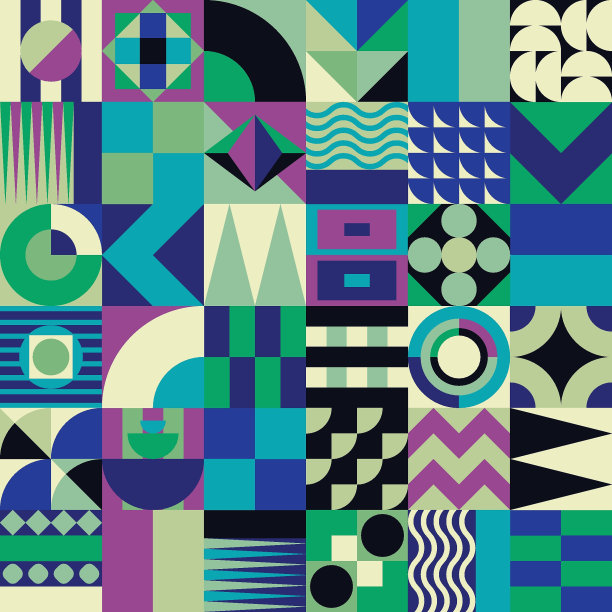 几何马赛克无缝图案素材图片