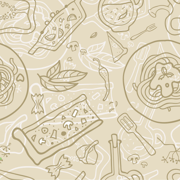 无缝矢量背景与意大利食物。图片下载