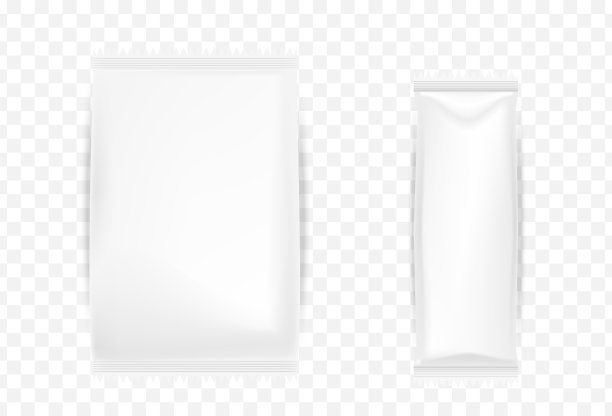 零食包装模型，酒吧。白色的包装袋是绝缘的。3 d矢量图图片下载