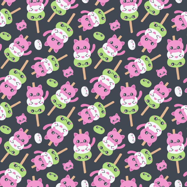 麻糬矢量无缝模式图片下载