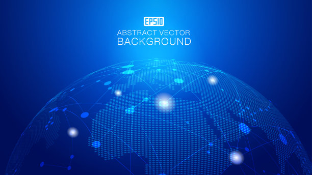 粒子与点线的链接构成了发光球的科学技术背景的矢量元素素材图片