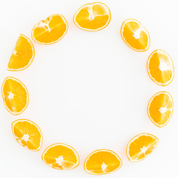 橙色的圆形框架。白色背景。平躺图片下载