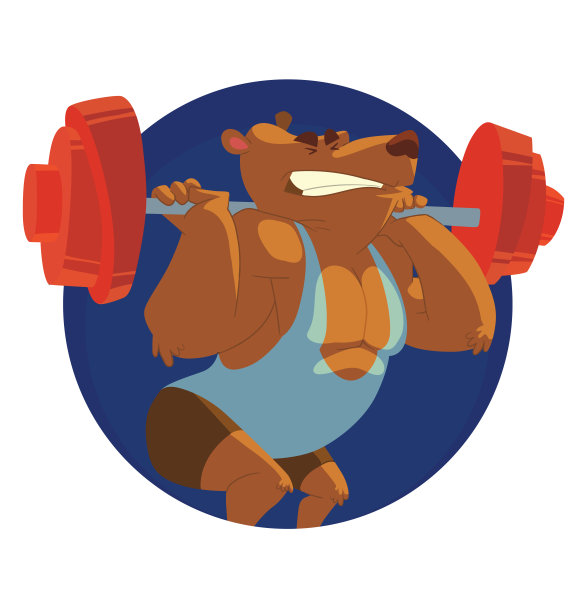 圆形框架，动物在健身房:熊图片下载