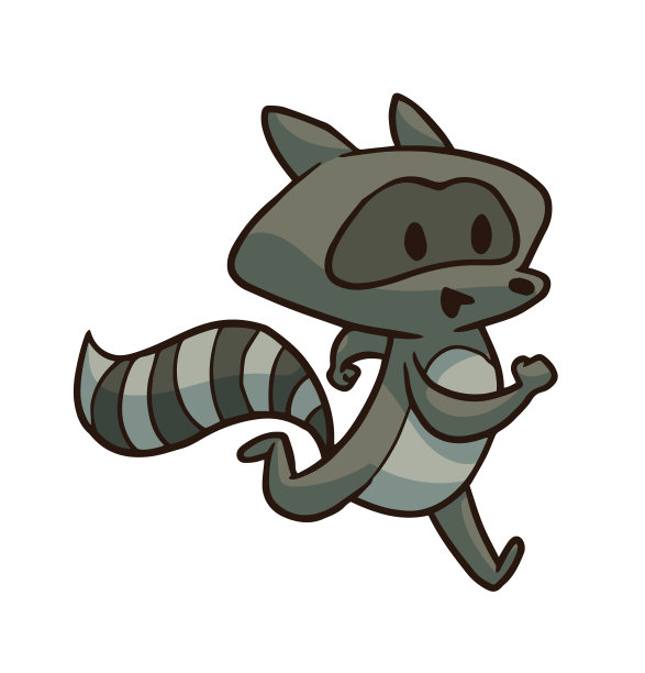 奔跑的动物，可爱的灰色浣熊图片下载