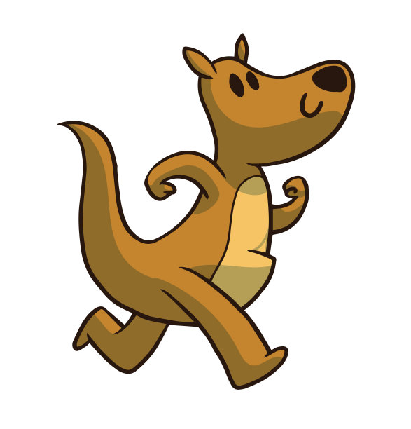 奔跑的动物，可爱的浅棕色袋鼠图片下载