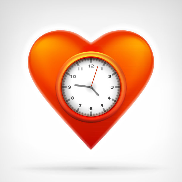 在现代平面设计中，时钟以心形圆圈为符号图片下载