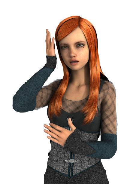 3D渲染少女在白色图片下载