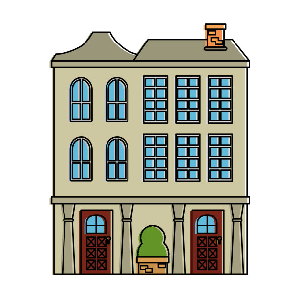 大厦前孤立图标素材图片