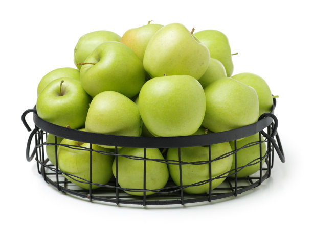 白色背景上的绿苹果素材图片