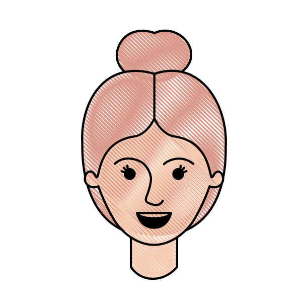 女性的脸与收集的头发在彩色蜡笔剪影图片下载