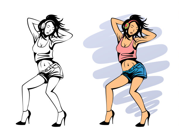 戴着耳机跳舞的女孩图片下载