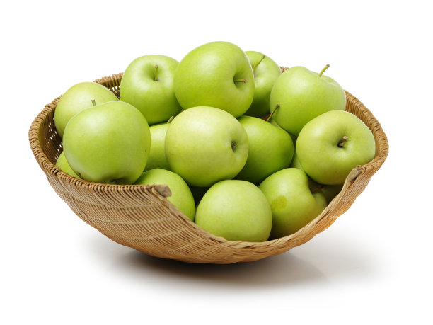 白色背景上的绿苹果素材图片