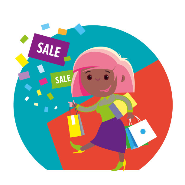 矢量女性购物促销盒广告折扣banner图片下载
