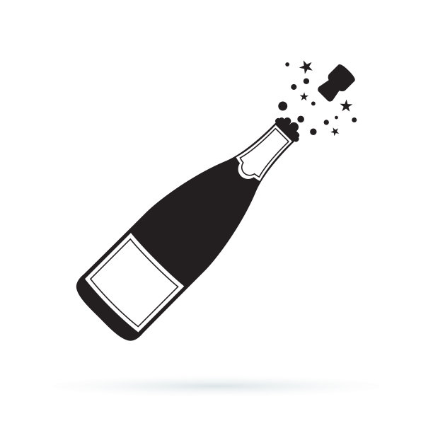 香槟瓶爆炸图标插图图片下载