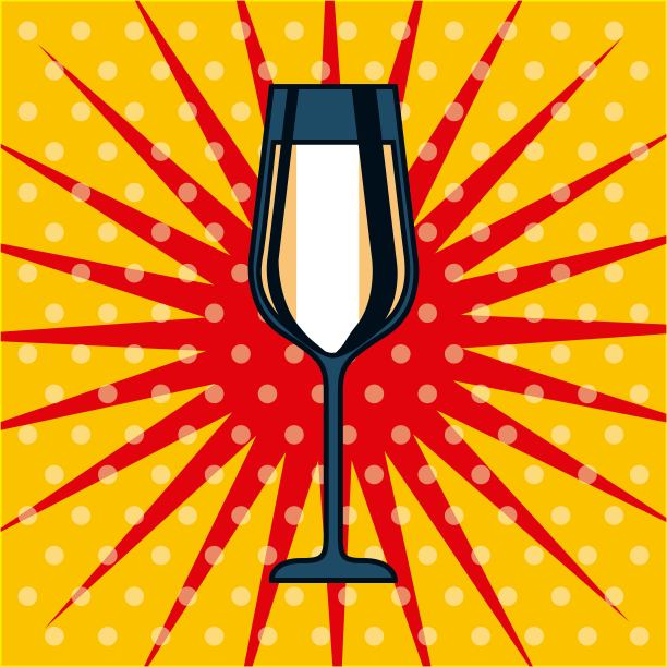 香槟杯饮庆祝波普艺术点背景图片下载