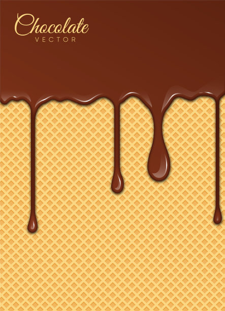 在威化饼上放液态巧克力。矢量图图片下载