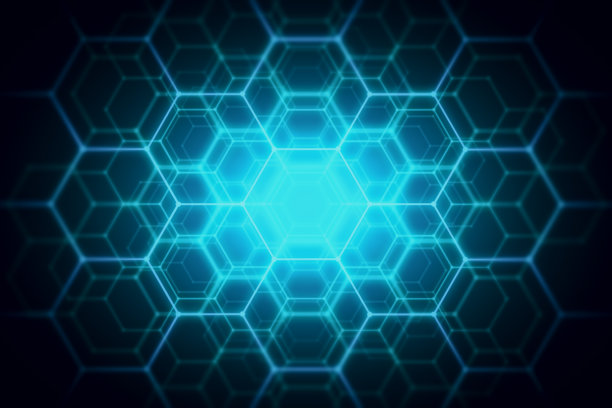 蓝色的六角背景图片下载