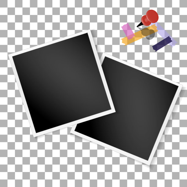 设置方形框架复古照片透明孤立的背景。老式的空白老照片。矢量图图片下载