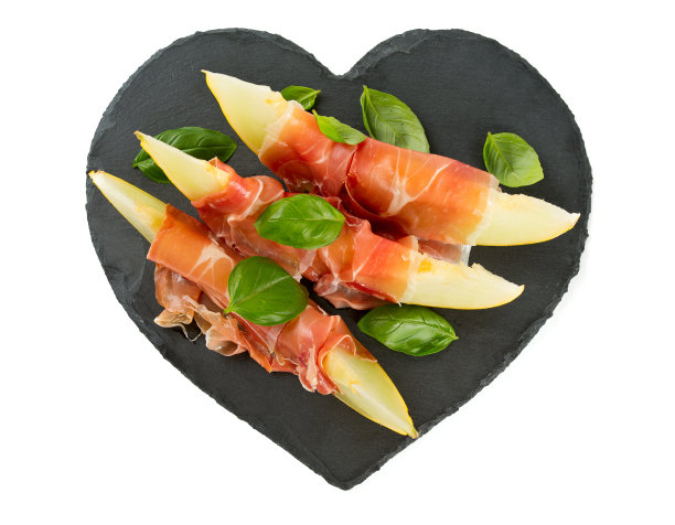 甜瓜配意大利熏火腿和罗勒图片下载