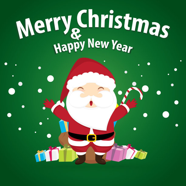 圣诞老人以雪花为主题，圣诞快乐，新年快乐为背景图片下载