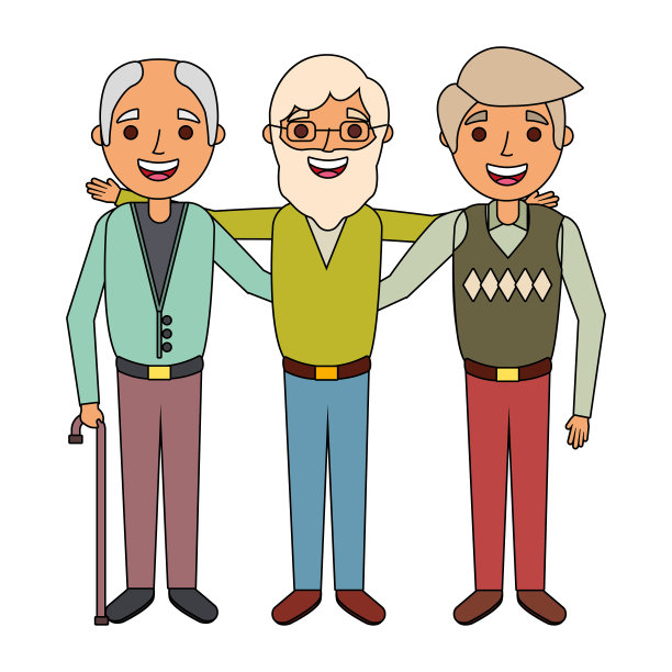 三位老人一起拥抱快乐的人们图片下载