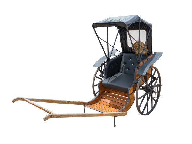 白底上有小路的人力车图片下载