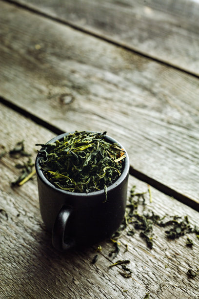 干燥有机绿茶叶子素材图片