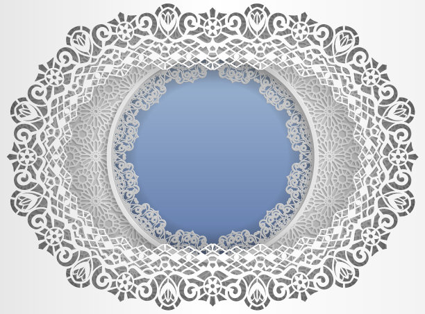 圆形的白色框架在椭圆形框架与花边边缘和花卉背景内。婚礼和其他祝贺的模板。中间有文字、图片和照片的空间。矢量插图。图片下载