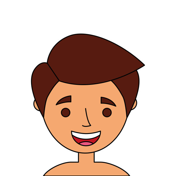 快乐的年轻人微笑侧面卡通人物图片下载