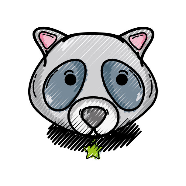 磨碎的可爱的浣熊头动物和腰带与星徽图片下载